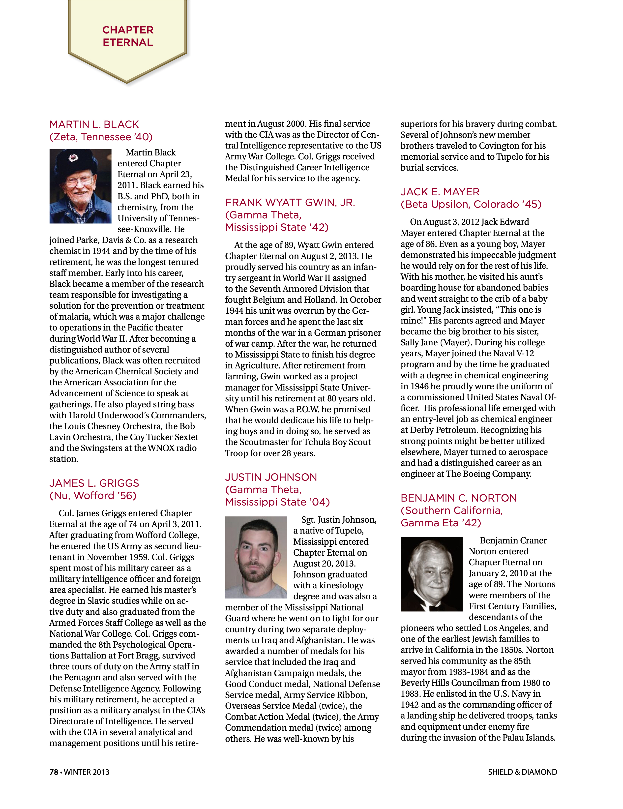 Chapter Eternal, Winter 2013